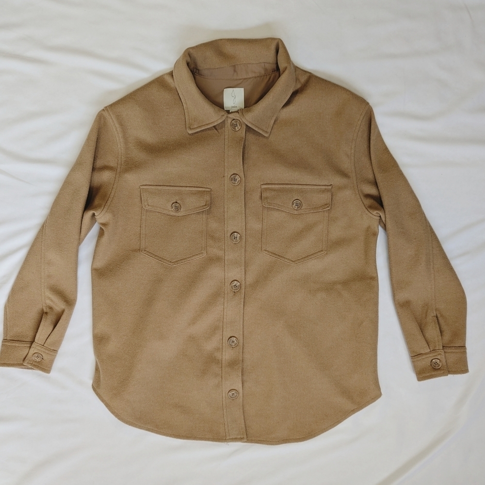 Joie Women's Shacket Oversized Jacket Shirt, Camel Tan, size XL - Picture 3 of 9